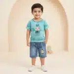 Boys' Tie-Dye Tee & Denim Shorts Set - Sea Green