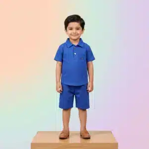 Boys' Monogram Embossed Premium Polo Shirt and Shorts Set