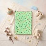 Infant Alphabet & Clouds Premium Cotton Hooded Swaddle Blanket - Green