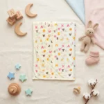 Infant Alphabet & Clouds Premium Cotton Hooded Swaddle Blanket - Lime