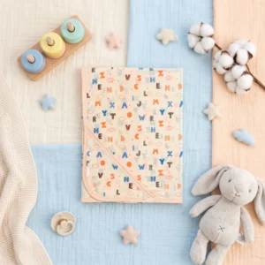 Infant Alphabet & Clouds Premium Cotton Hooded Swaddle Blanket